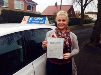 Passed on 12th December 2013 at Colwick Driving Test Centre with the help of her Driving Instructor Joanne Haines....