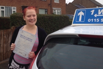 Passed on 3rd January 2014 at Colwick Driving Test Centre with the help of her Driving Instructor Alex Sleigh....
